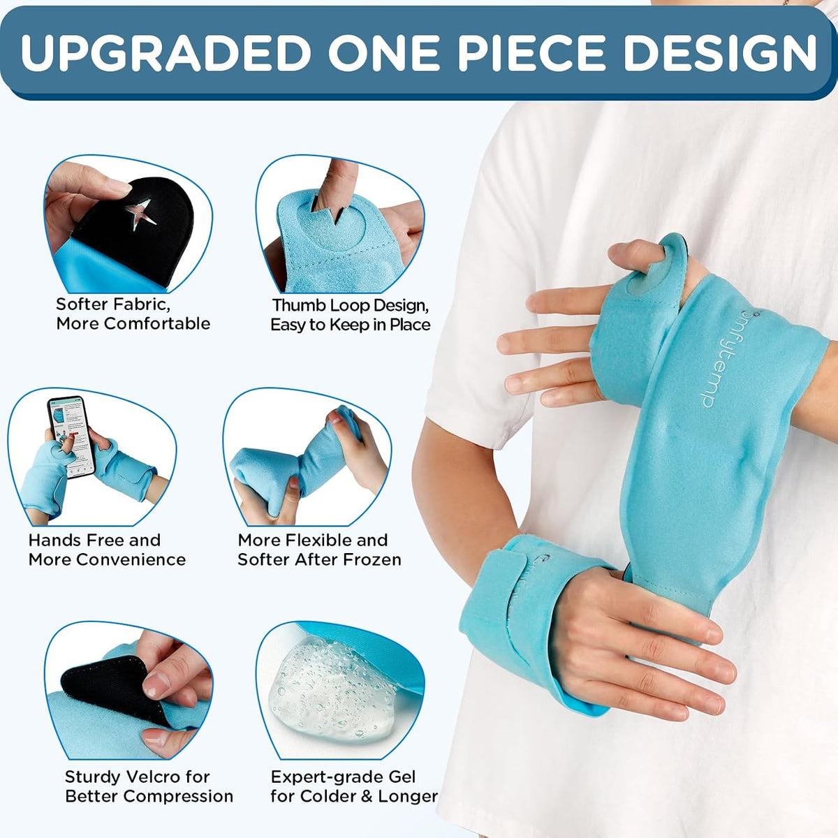 Comfytemp Wrist Ice Pack Wrap Carpal Tunnel Relief Wrist Brace, 2 Packs