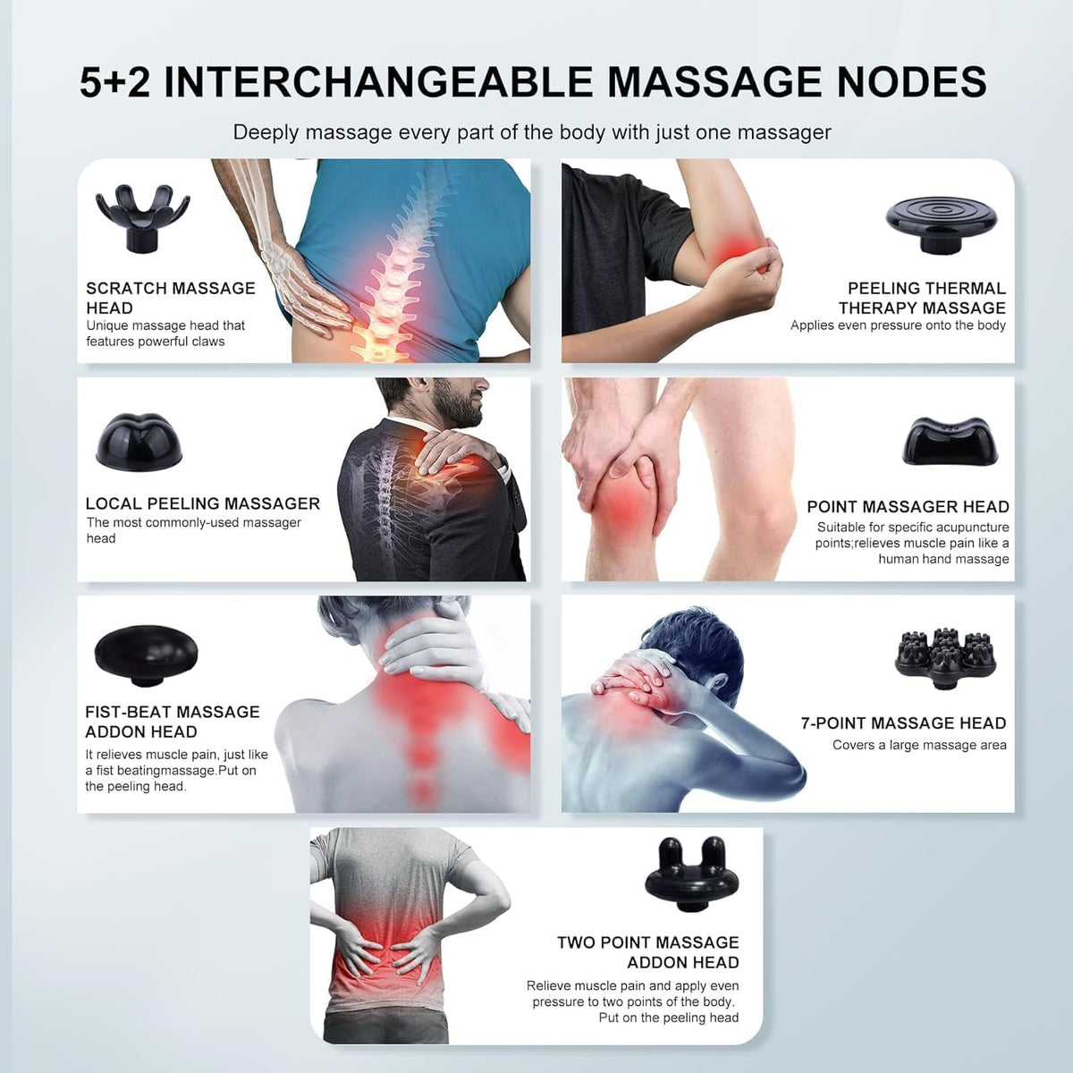 MEGAWISE Handheld Back Massager | Deep Tissue Percussion Massage for Back, Neck, Shoulders, Waist and Legs (Cordless Silver)