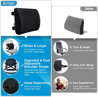 Lumbar Support Pillow for Office Chair, Office Home Essentials,Gifts for Mom,Dad, Back Support Pillow for Car, Chair Cushions,Back Pain Relief Improve Posture,Mesh Cover Double Adjustable Straps