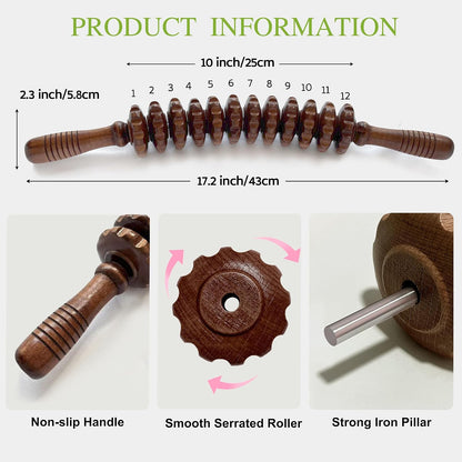 Wooden Massager Handheld Roller Trigger Point Massager Stick for Fascia, Cellulite, Muscle & Abdomen , Body Therapy Massager, Muscle Belly Relief Tool…