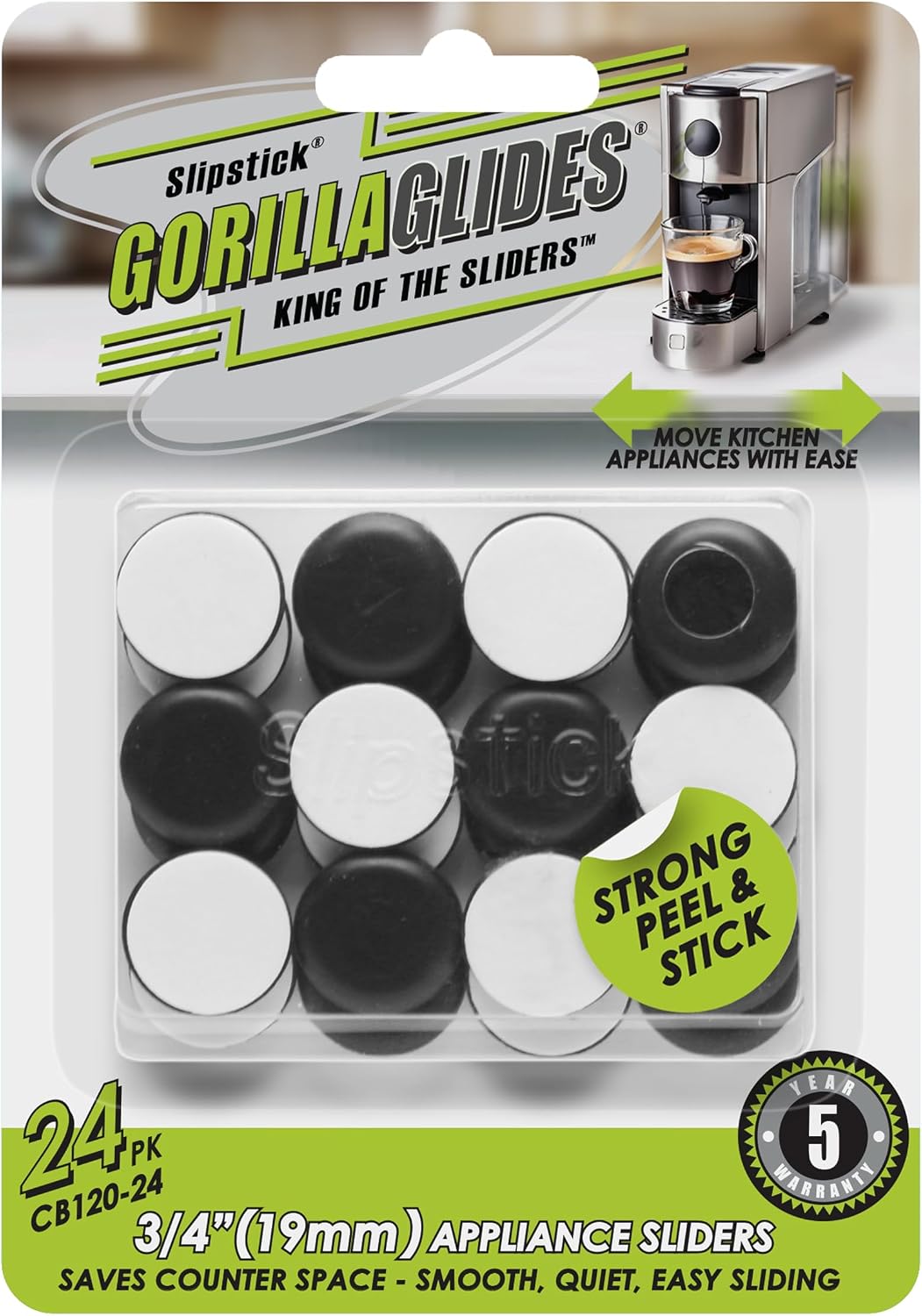 GorillaGlides 1 Inch Chair Sliders/Furniture Floor Protectors (16 Furniture Glides) Self-Adhesive Screw On Chair Glides for Sliding on Low-Pile Carpet & Hard Surface Floors, Round