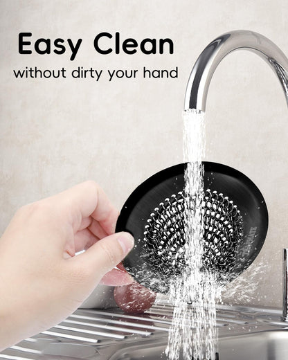 Reversible Kitchen Sink Drain Strainer Basket, Fits Sink & Garbage Disposal | Fast Drainage, Anti-Slip, Easy Clean, Anti-Clogging, Rust-Proof, Large Capacity, Universal 4.4-Inch, Patented Chain Mesh