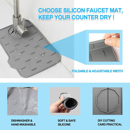 2 Pieces Kitchen Sink Splash Guard 8.3" Mini Sink Faucet Mat Faucet Handle Drip Catcher Tray Mat in Gray Faucet Draining Mat for Soap Sponge Placement Sink Protectors for Kitchen & Bathroom