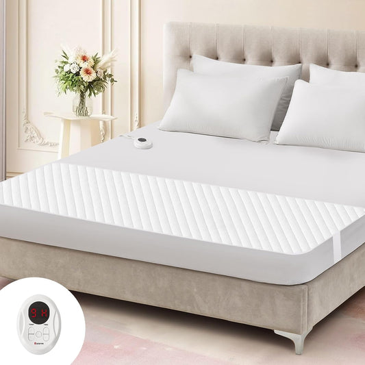 Bwarm Waterproof Heated Mattress Pad Foot Queen, 9 Heat Settings
