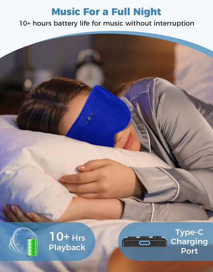 Sleep Mask with Bluetooth Headphones, Removable 3D Contoured Cup, Wireless Eye Mask for Sleep, Sleeping Headphones with Thin Stereo Speakers for Men, Women, Travel, Relaxation - Black | Wireless Eye Mask for Sleep, Sleeping Headphones with Thin Stereo