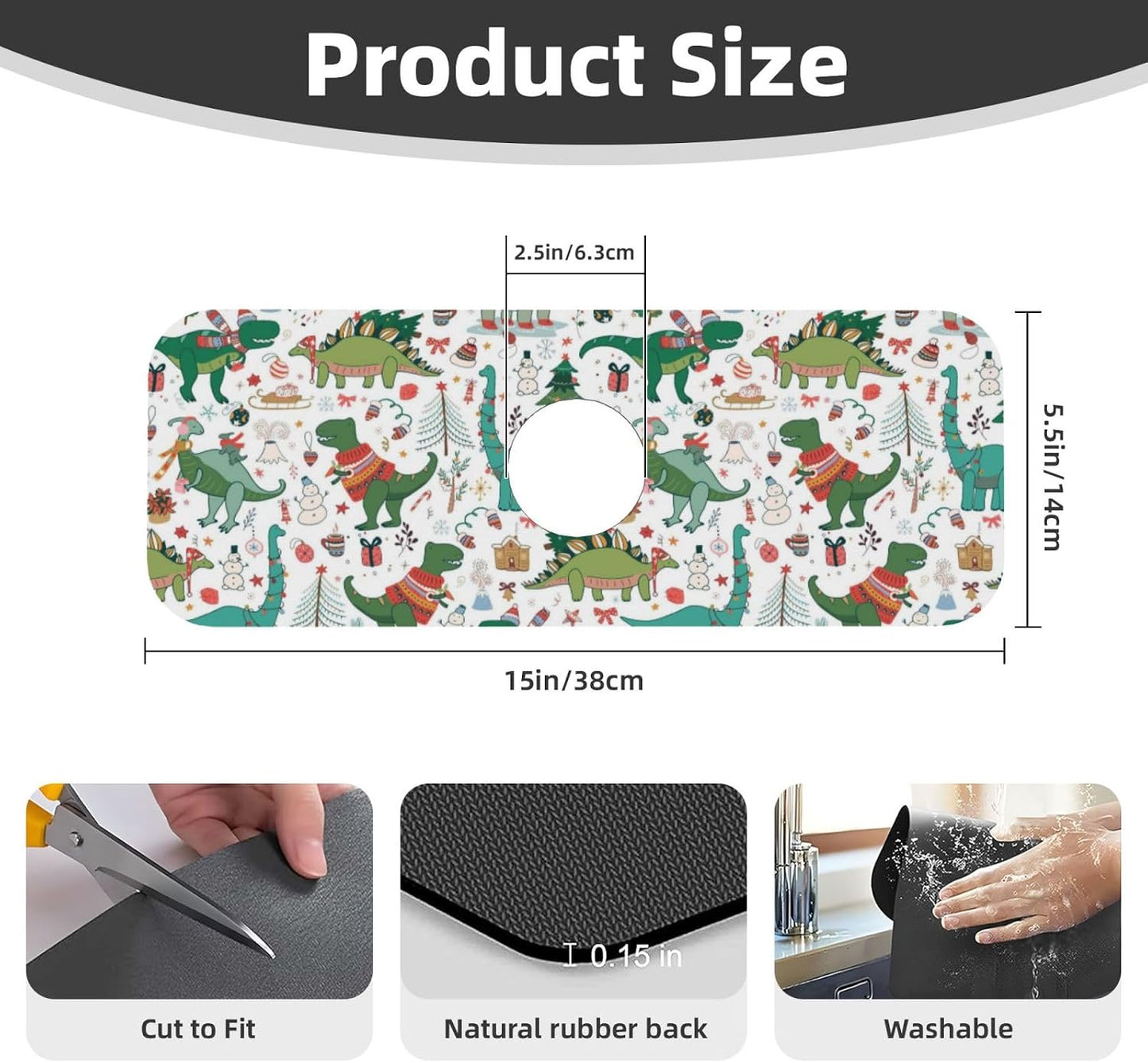 Wildflowers Floral Flower Kitchen Sink Splash Guard Faucet Mat Super Absorbent Fast Drying Mat Sink Gadgets-Fast Drying Pad Sink Mat For Kitchen Bathroom (15" X 5.5" )