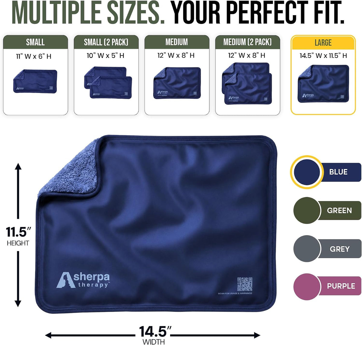 Medium Flexible Gel Ice Packs Reusable - Hot and Cold Soft Ice Packs for Injuries Reusable for Ankle, Arm, Foot, Leg, Back Pain Relief - 8" x 12" - Purple