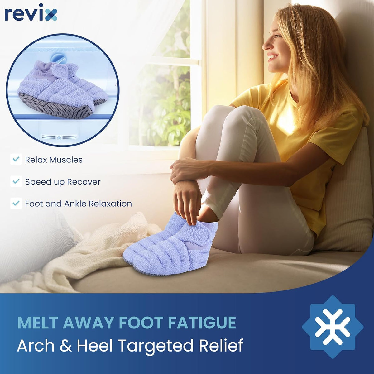 REVIX Microwavable Booties for Cold Feet, Heated Slippers, Navy S