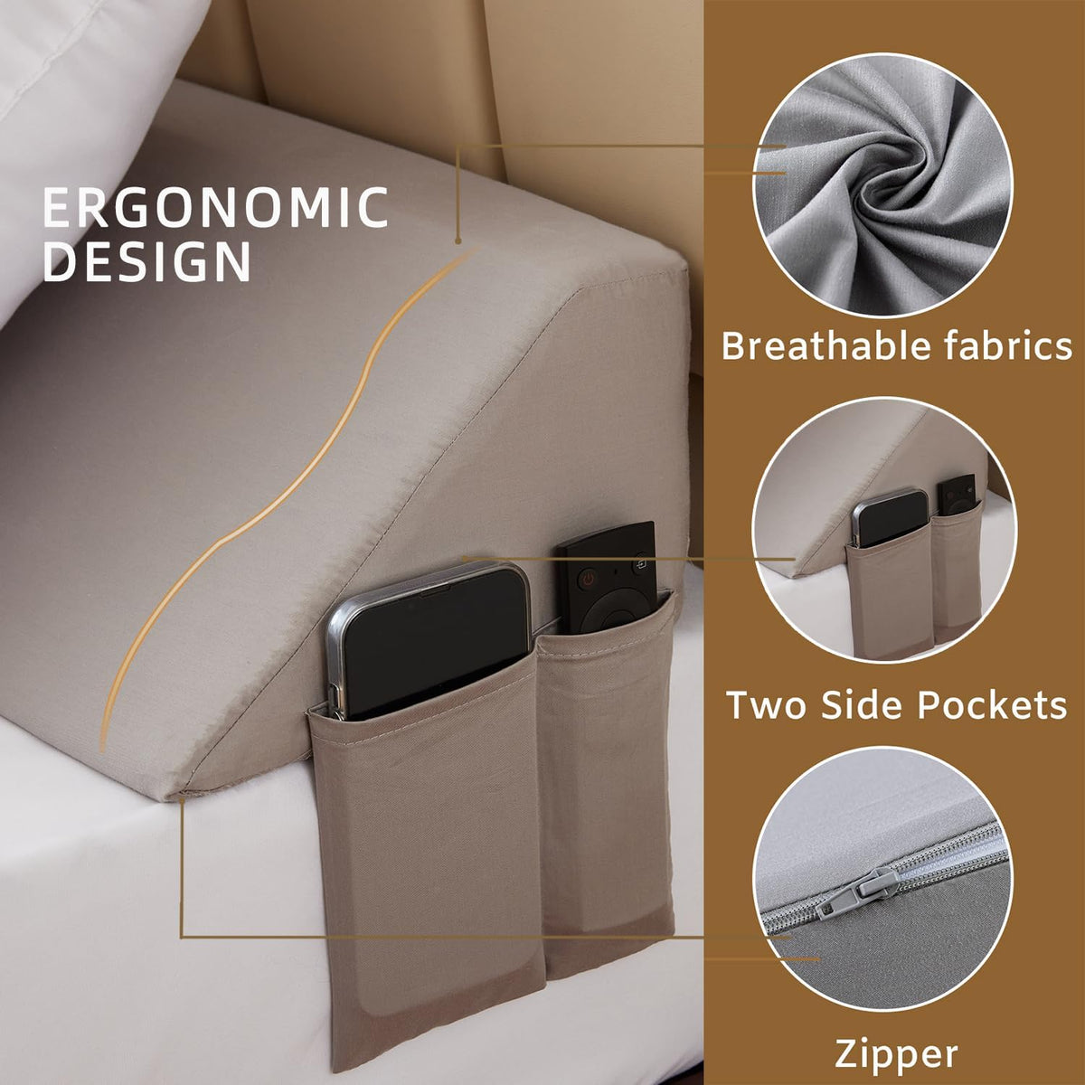 Bedluxe King Bed Wedge Pillow for Headboard, Fill The Gap (0-7")