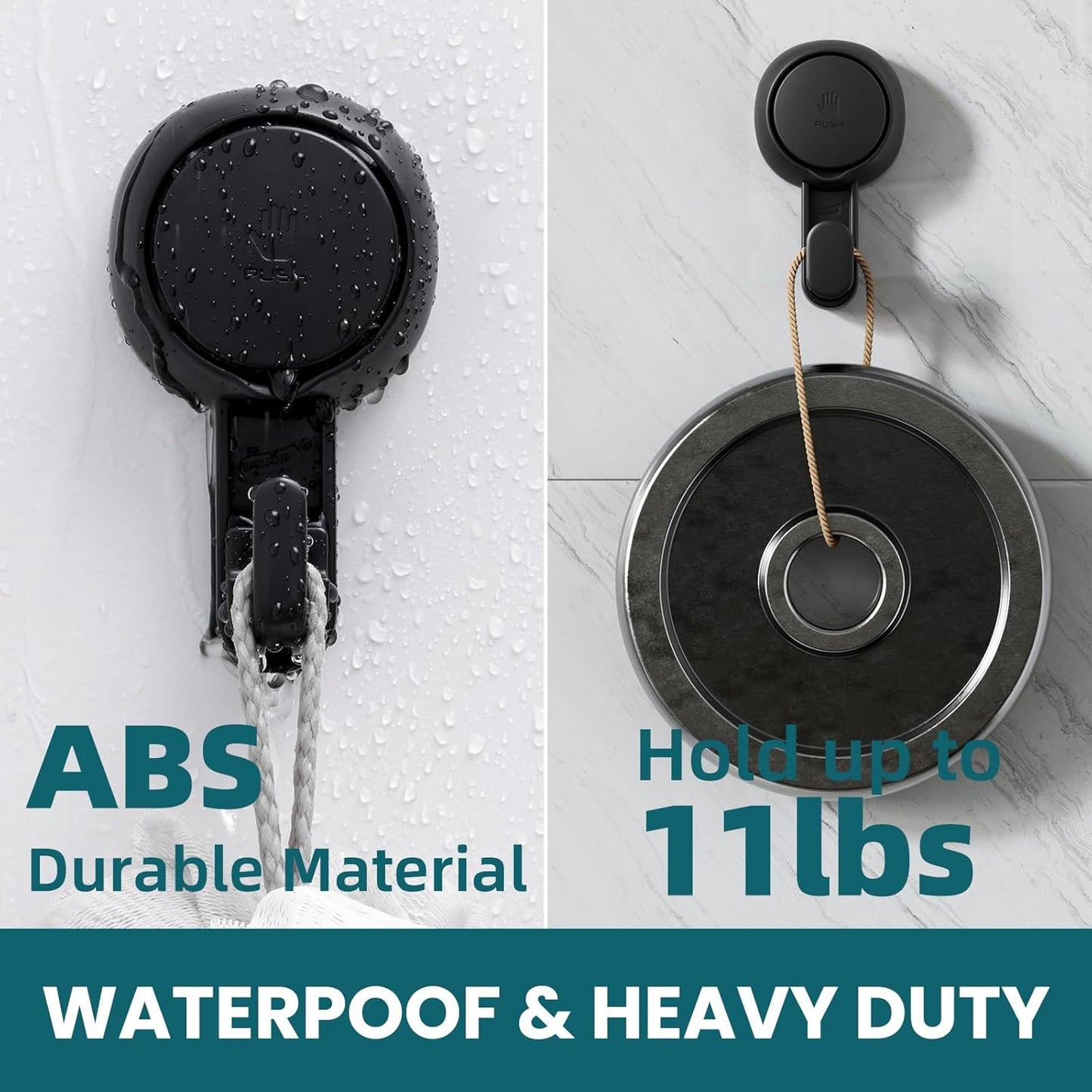 TAILI No Drill Powerful Suction Cup Razor Holder for Shower 2 Pack, Black | Waterproof, Towel, Loofah, Shaver Holder for Shower Wall, Powerful Suction Cup Hooks for Bathroom, Easy to Install and Reuse