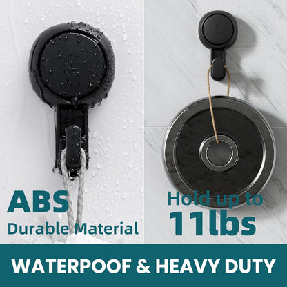 TAILI No Drill Powerful Suction Cup Razor Holder for Shower 2 Pack, Black | Waterproof, Towel, Loofah, Shaver Holder for Shower Wall, Powerful Suction Cup Hooks for Bathroom, Easy to Install and Reuse