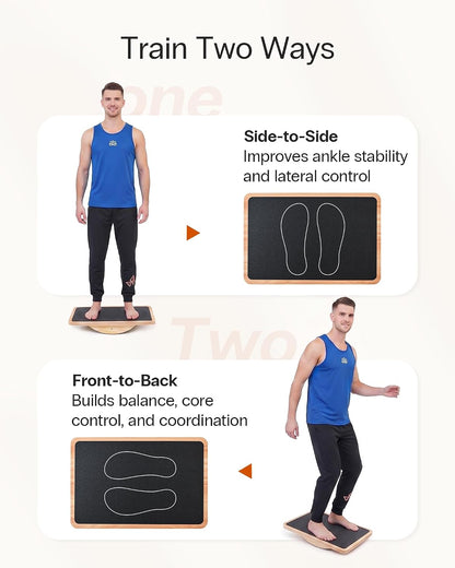StrongTek Wooden Balance Board, Basic Rocker or Advanced 360° Wobble | Beginner-to-Advanced Options, Non-Slip Surface, Ankle Rehab, Physical Therapy, Core Stability and Balance Training