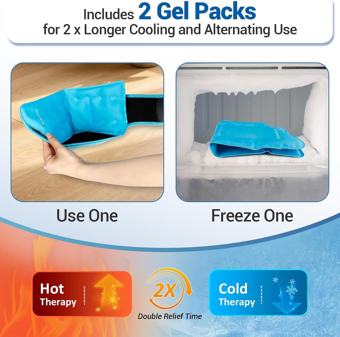 Comfytemp Ankle Foot Ice Pack Wrap for Plantar Fasciitis Relief, FSA Eligible HSA, Ankles Brace for Sprain Pain, Heel Spur, Swelling, Achilles Tendonitis, Hot Cold Gel Ice Pack for Injuries Reusable