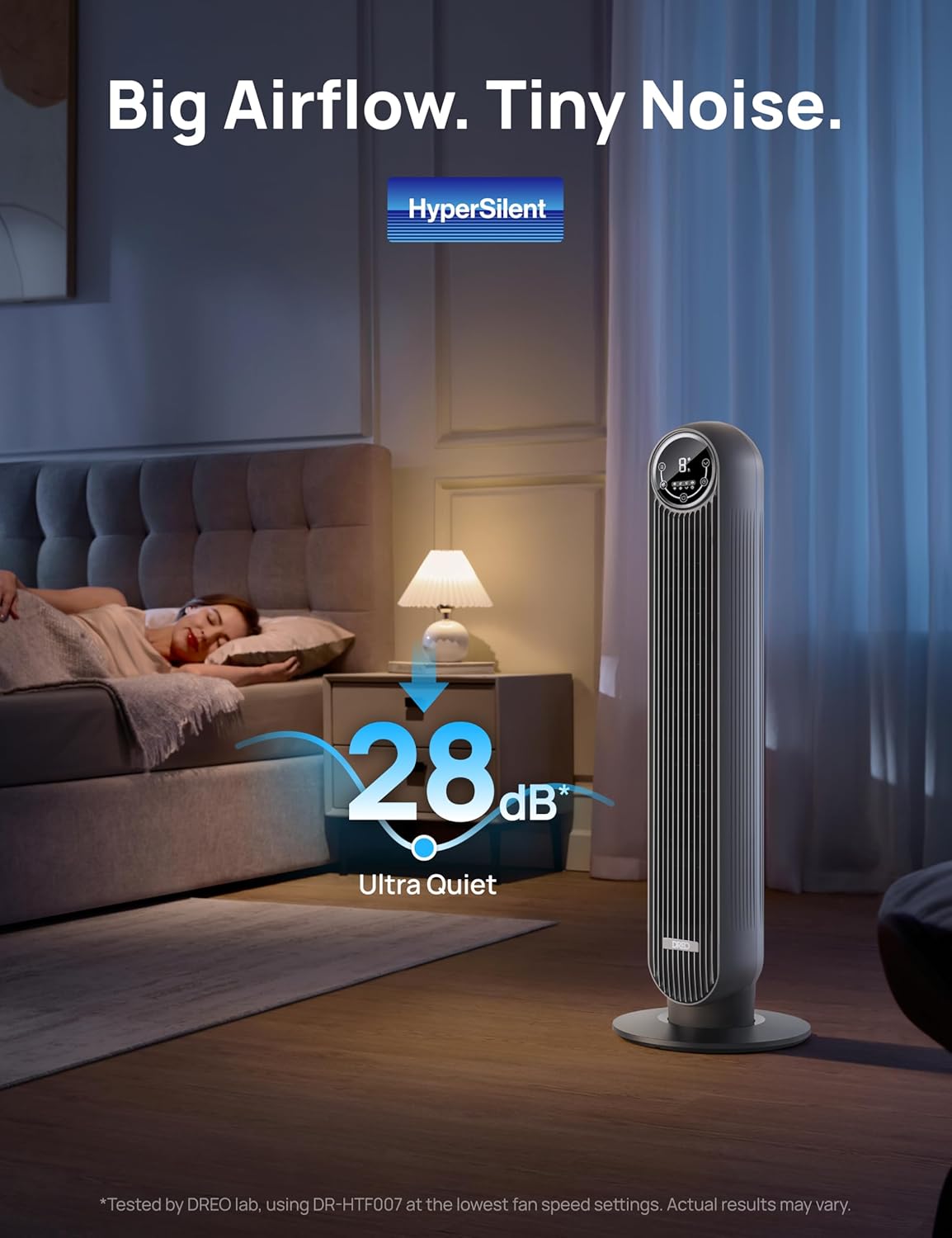 DREO Tower Fan for Bedroom, Upgraded 20dB Quiet Fans that Blow Cold Air | 28ft/s High Velocity, 9 Speeds, 4 Modes, 12H Timer, 90° Oscillating Cooling Standing Fan for Indoor Home Office, 42 inch