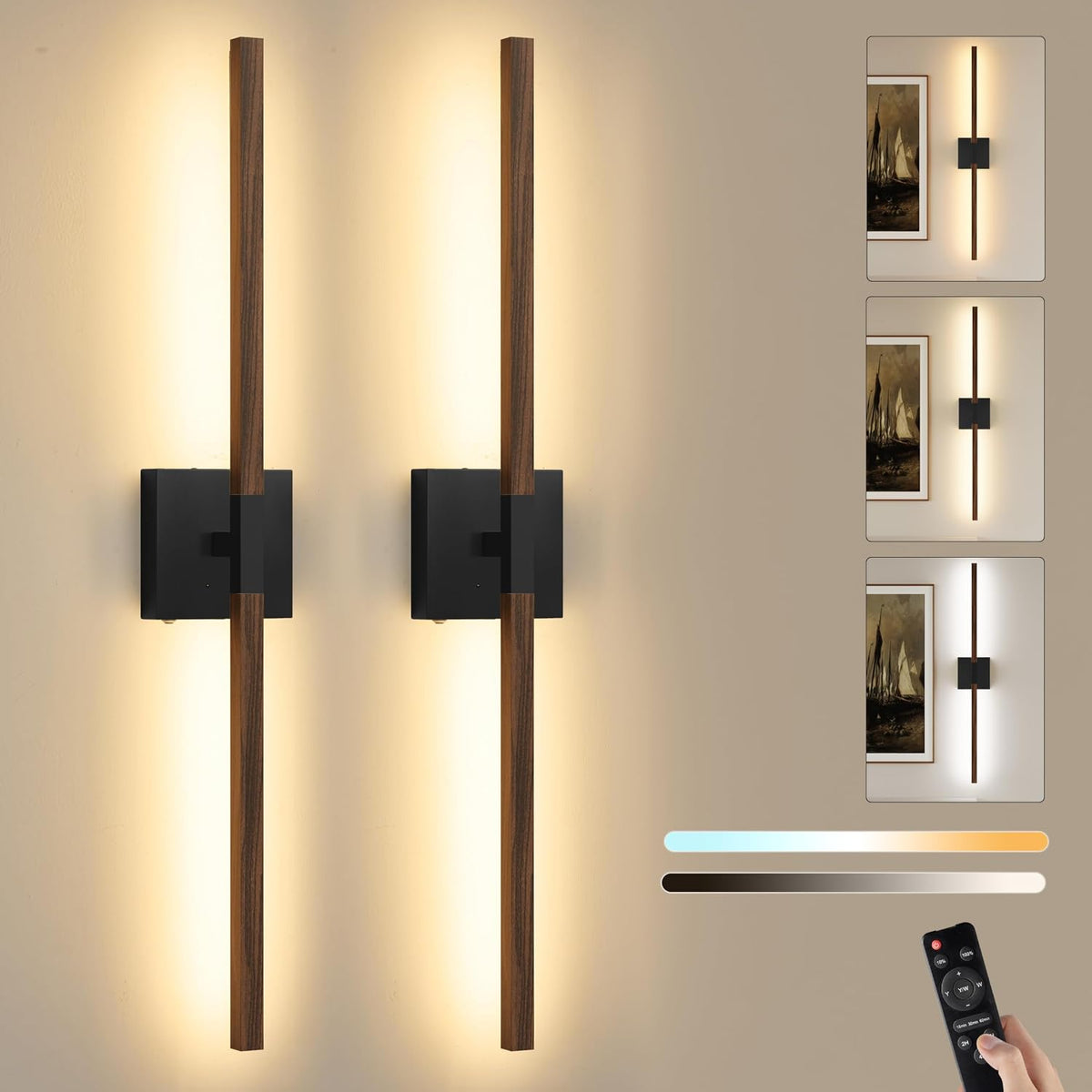 Rayogale Black Battery Operated Wall Sconce with Remote Control 8000mAh