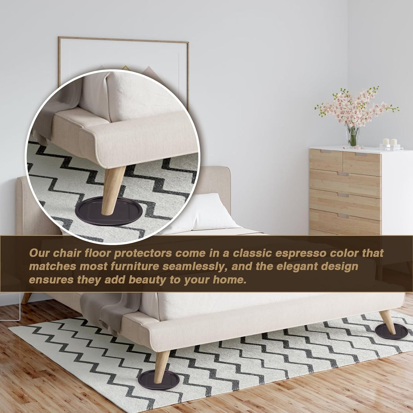 ASTIMESA 8 Pieces 3" Square Furniture Sliders, Heavy Duty Furniture Pads Cups with Carpet Base, Reusable Floor Protectors for Hardwood Vinyl Tile Couch Table Chair Bottom (Brown) (78mm, Square)