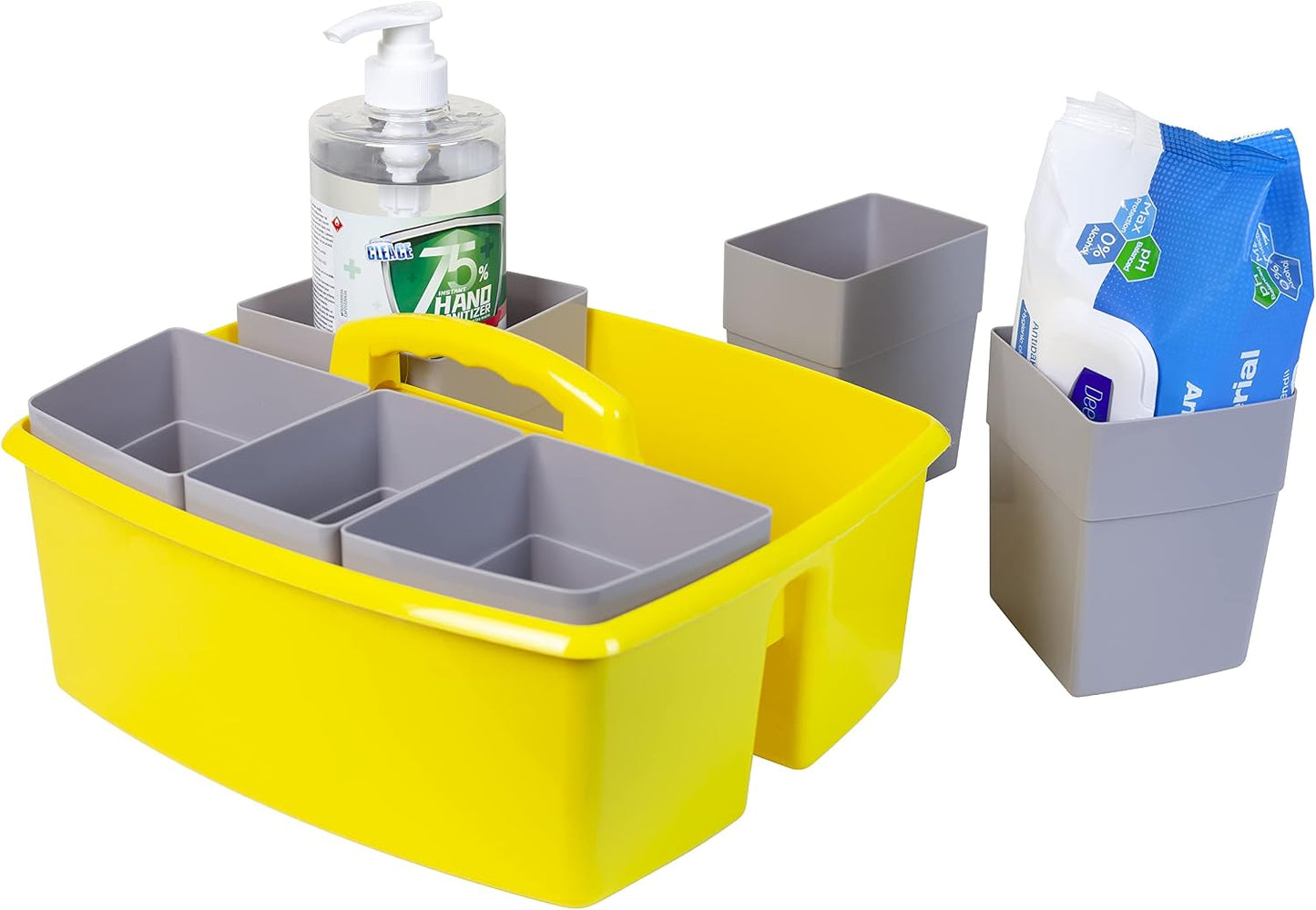 Storex 2-Compartment Large Cleaning Caddy – Multipurpose Supply Organizer with Handle - Black, 1-Pack (00973A06C)