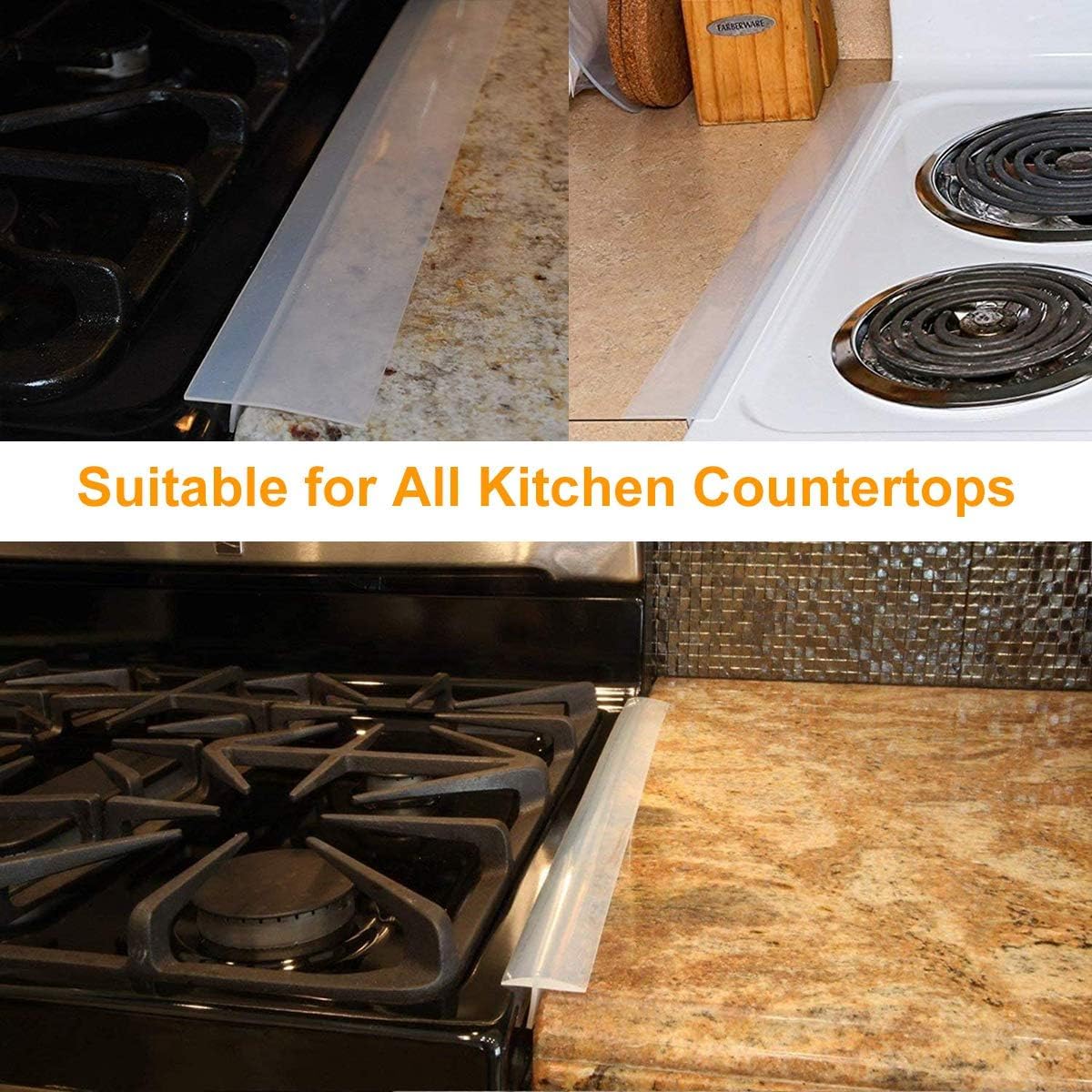 Silicone Gap Covers, (2 PCS) Silicone Stove Gap(21 Inches, Semi Clear) | Filler Stopper Kitchen Stove Gap Covers - Flexible Stoves Counter Gap Cover, Food Grade