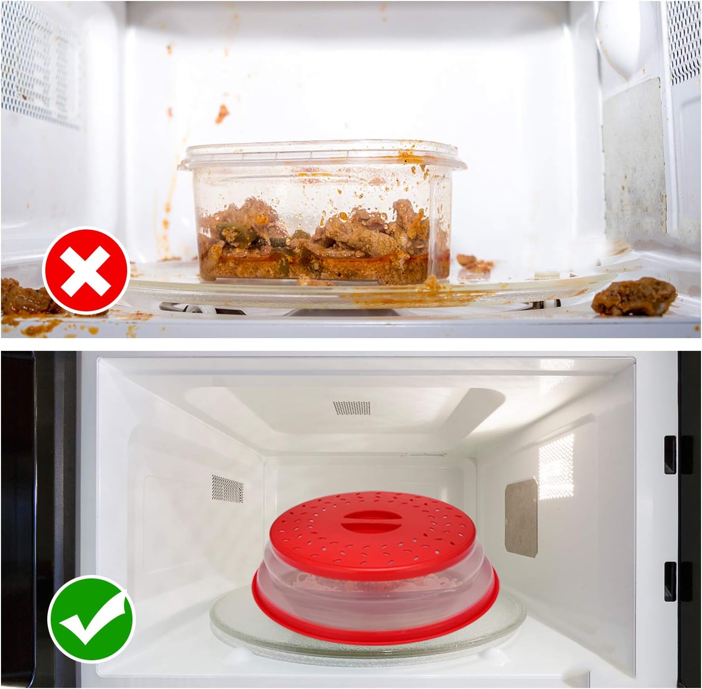 Microwave Cover for Food, Collapsible Microwave Splatter Cover Made of TPR Dishwasher-Safe BPA Free Grey