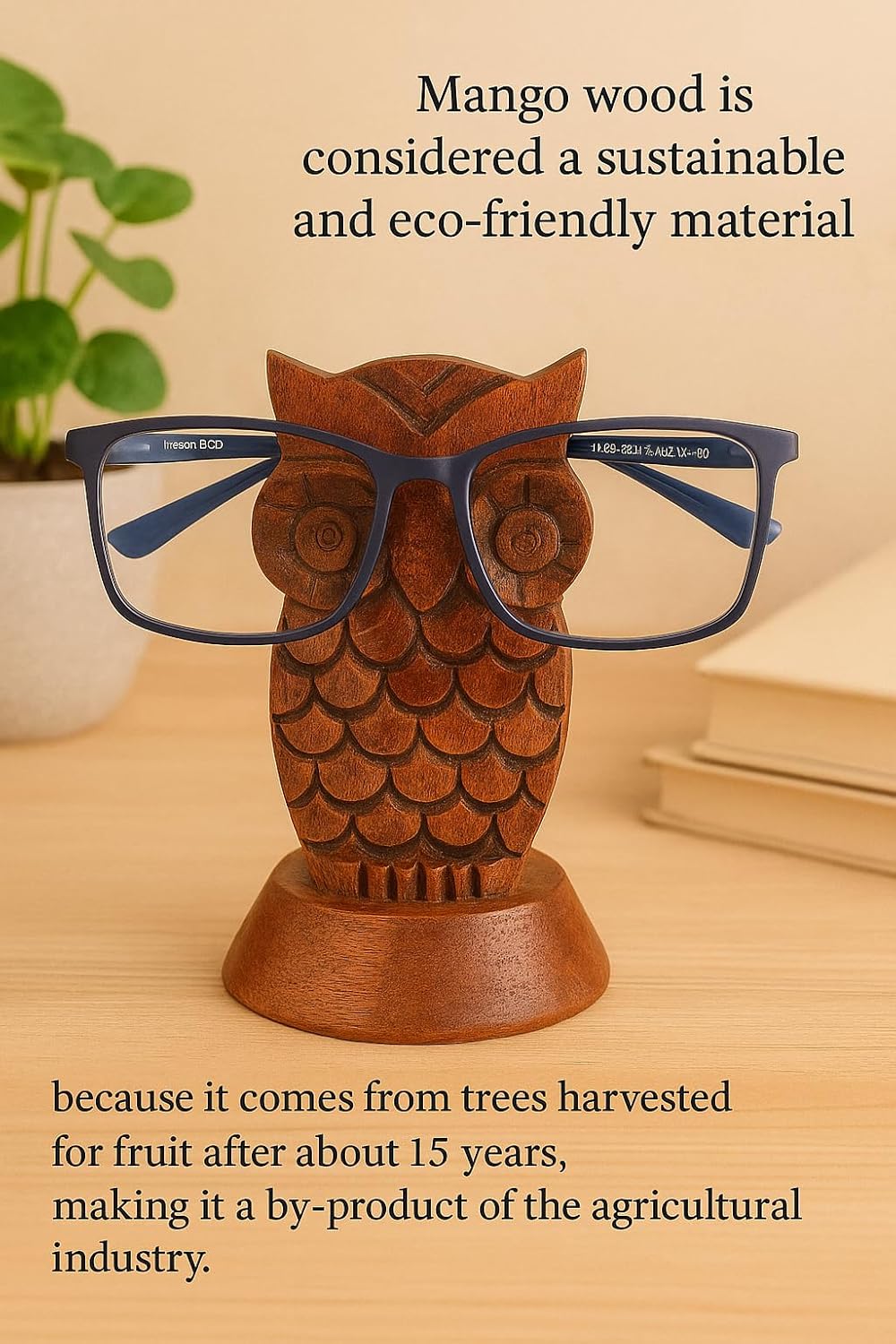 Birthday Gifts for Women Wooden Owl Glasses Holder Night Stand Reading Eyeglass Spectacle Retainer Gifts for Adults Women Men Him Her Mom Dad Car