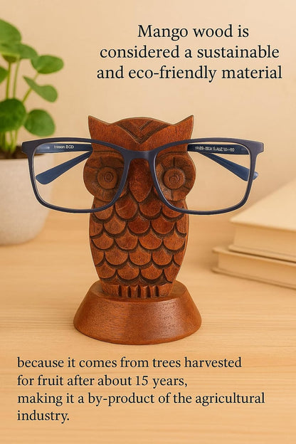 Birthday Gifts for Women Wooden Owl Glasses Holder Night Stand Reading Eyeglass Spectacle Retainer Gifts for Adults Women Men Him Her Mom Dad Car