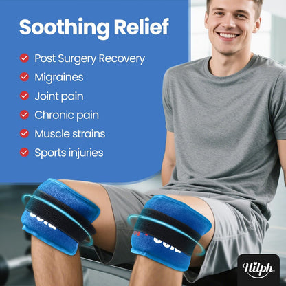 Hilph Ice Packs for Injuries 2 Pack, Hot Cold Gel Therapy Wrap with Strap