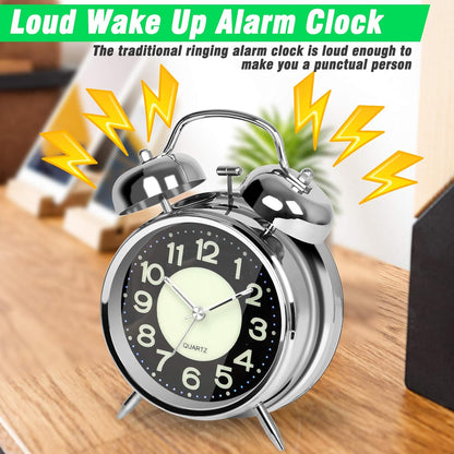 AYRELY® Super Loud Alarm Clock for Heavy Sleepers, 4.5 Inch Twin Bell Retro