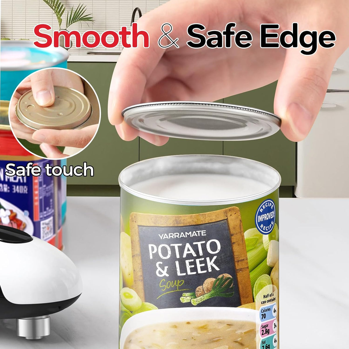 YARRAMATE Rechargeable Electric Can Opener, USB-C Smooth Edge Cutter