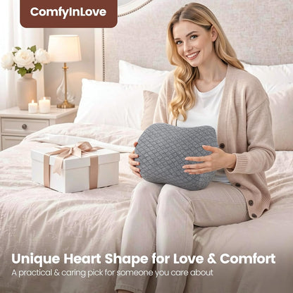 Knee Pillow for Side Sleepers, Supportive Memory Foam Leg Pillow for Side Sleeping with Elastic Strap, Heart-Shape Pillow Between Legs for Pain Relief on Sciatica, Hip Joints, Gray
