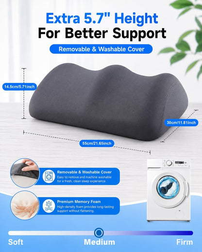 Knee Pillow for Back Sleeping, 5.7" Memory Foam Leg Pillow | Yoga Bolster Pillow, Support Pillow Between Legs for Sleeping, Under Knee Pillow for Sleeper