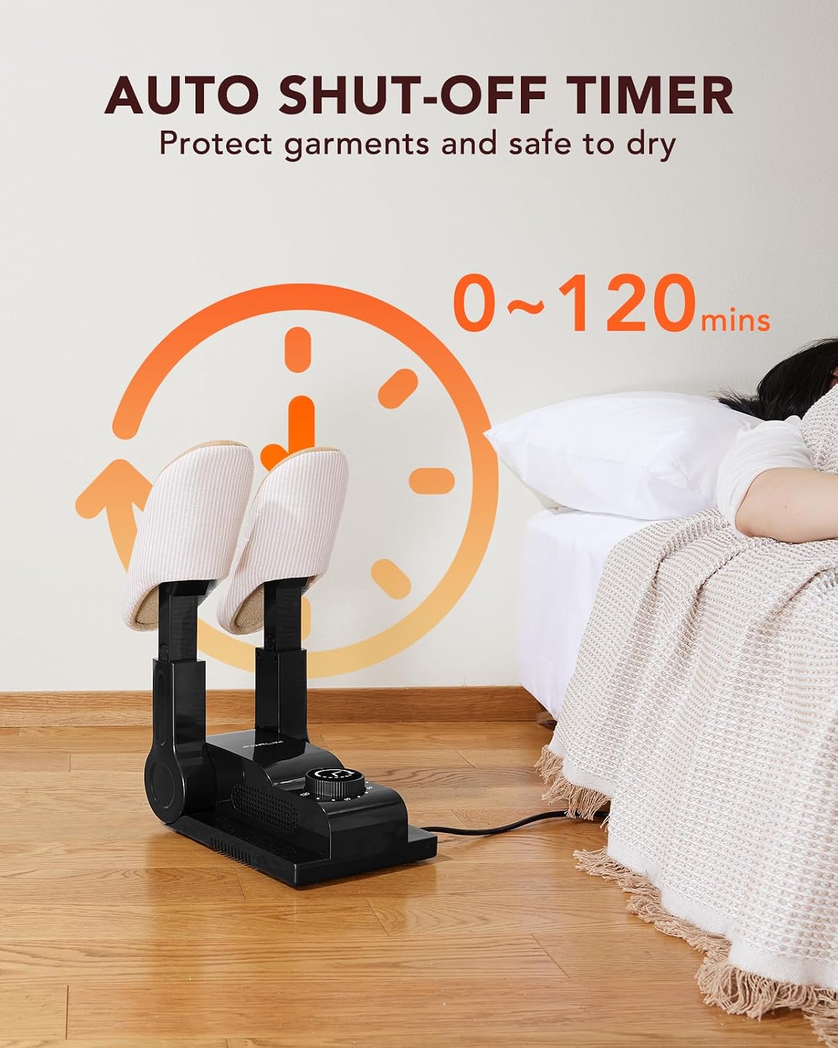 FORLIM Shoe & Boot Dryer for Work Boots, Forced Air, 2-Hour Timer, Black | Telescopic Ports Reach Toe Boxes; 180° Rack Fits Sneakers, Gloves, Ski Gear, Cleats, Workers, Families, Hunters, Rain, Snow
