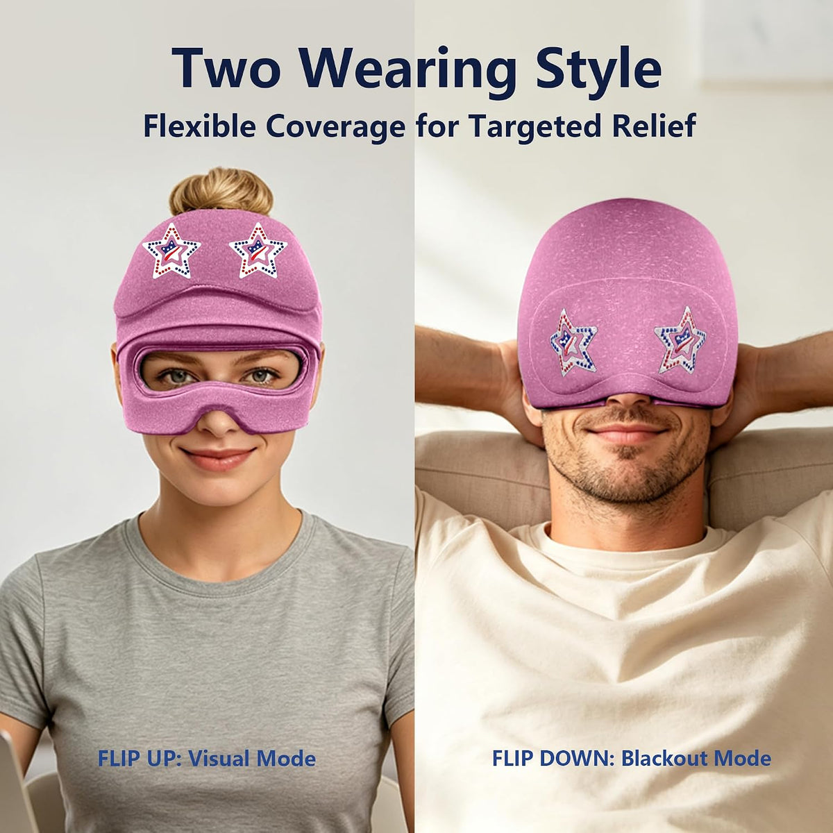 Migraine Relief Cap with Slide-Up Eye Mask, Headache Relief Ice Hat