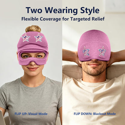 Migraine Relief Cap with Slide-Up Eye Mask, Headache Relief Ice Hat