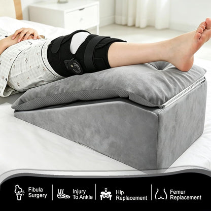 Leg Elevation Pillows for After Surgery, Height-Adjustable Knee Replacement Recovery Wedge Pillow for Single Leg with Removable Thick Soft Cushion for Hip Ankle Knee Relief Keep Leg Straight