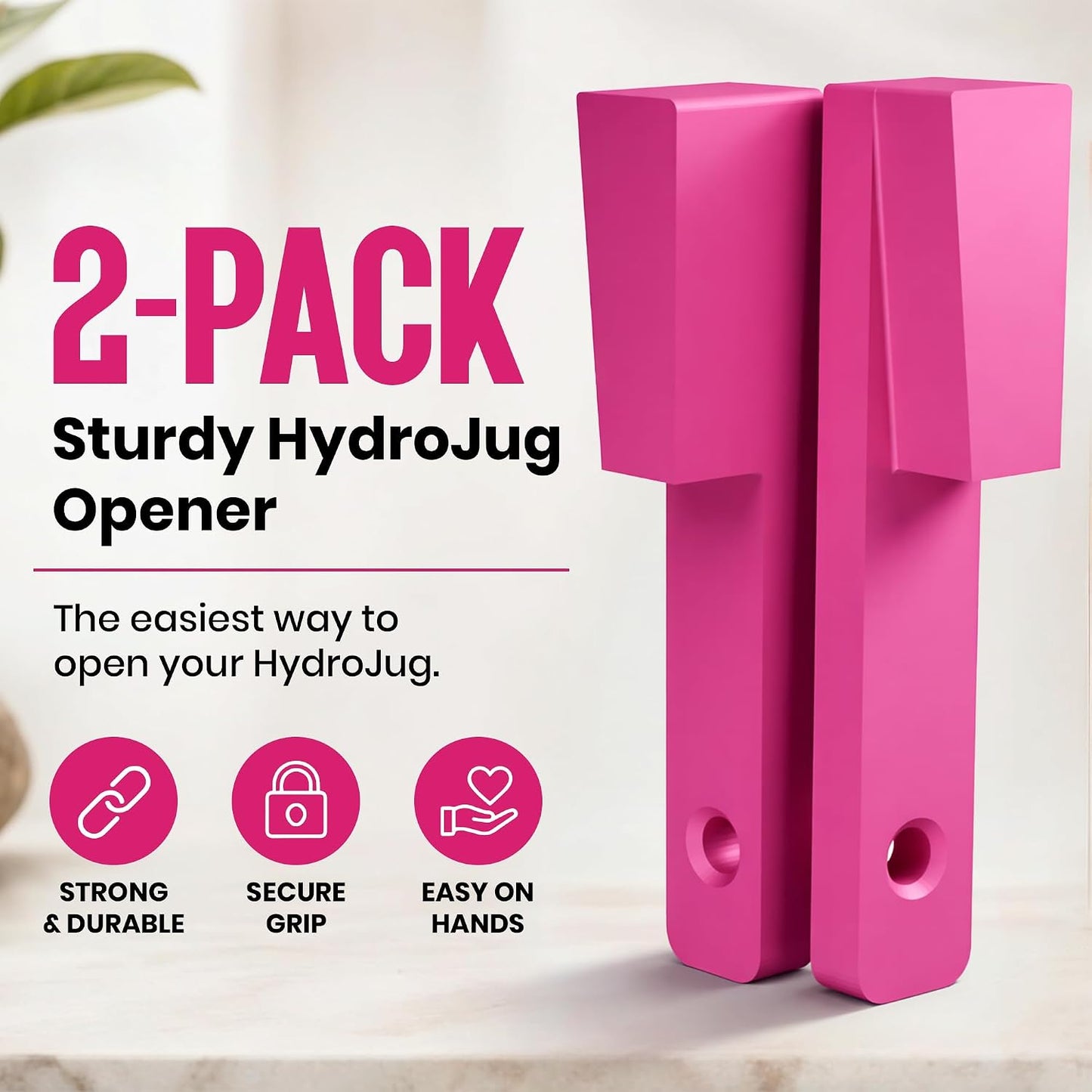 Easy Grip Bottle Cap Opener – Ergonomic Lid Turner for Stanley, Hydrojug, & Owala Tumblers – Easy Grip Assisted Bottle Opener for Weak Hands – 20oz, 32oz, 40oz - Hot Pink