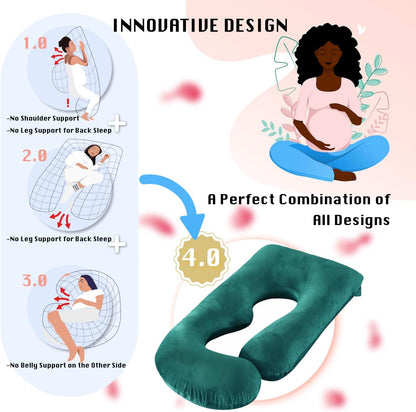 ALLOPERA Pregnancy Pillows for Sleeping, 57-Inch U-Shaped Full Body Maternity Pillow with Adjustable Fill and Removable Washable Cover, Back, Belly, Hip and Leg Support for Pregnant Women, Black Grey