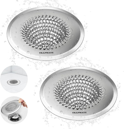 TRAPMATE Shower Drain Hair Catcher, 4.4" Anti-Clogging Bathtub Drain Cover | Easy Flip Cleaning, Traps Hair with Fast Drainage, Anti-Slip Drain Protector Fits Regular & Pop-up Drains (Patented Product)