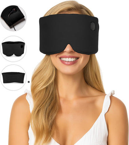Heated Eye Mask – Cordless Electric Warm Eye Compress for Dry Eyes, Stye & Eye Strain Relief – 4 Heat Settings, Rechargeable, Light-Blocking, Blackout, Washable Cover (Ocean Stone)