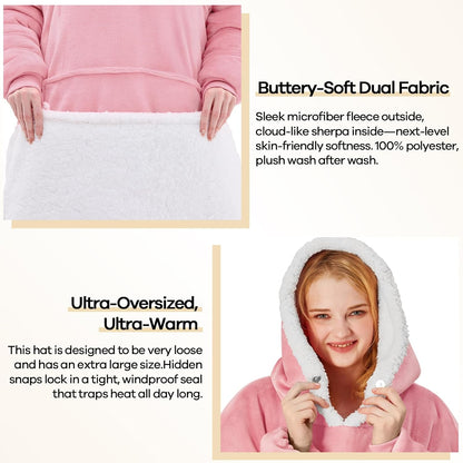 yescool Wearable Blanket Hoodie, Flannel Sherpa Fleece Blanket Sweatshirt for Adults Women Men,One Size Fits All - Colors B