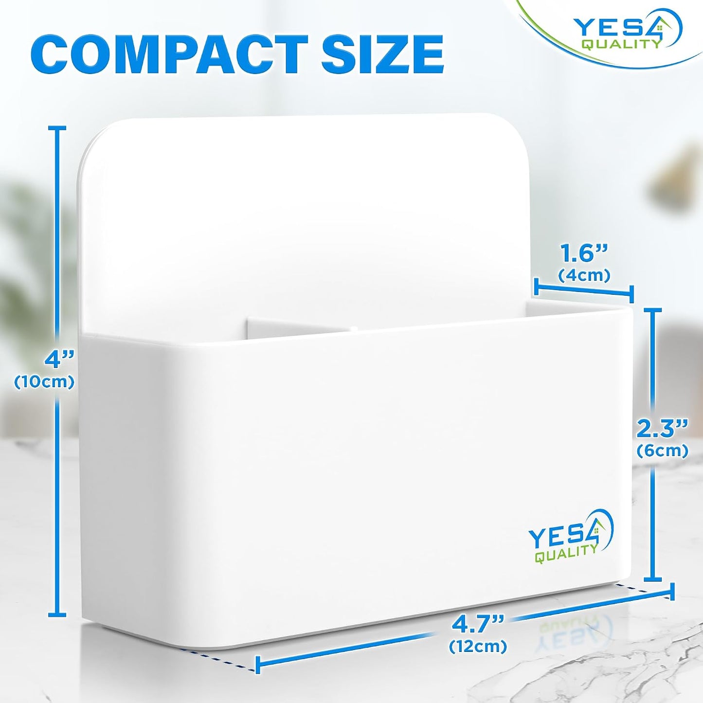 YES4QUALITY Magnetic Pen Holder with Strong Magnetic Back & 2 Compartments, Dry Erase Marker Holder for Whiteboard, Fridge & Locker, White Pencil Holder