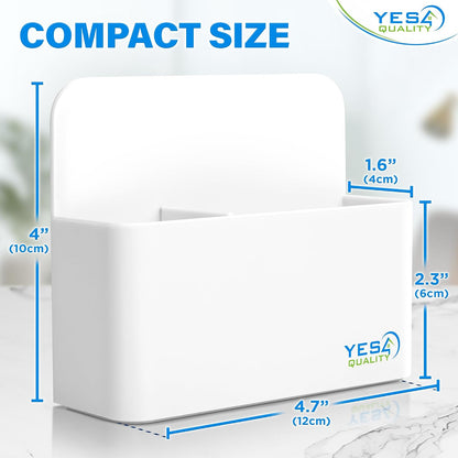 YES4QUALITY Magnetic Pen Holder with Strong Magnetic Back & 2 Compartments, Dry Erase Marker Holder for Whiteboard, Fridge & Locker, White Pencil Holder