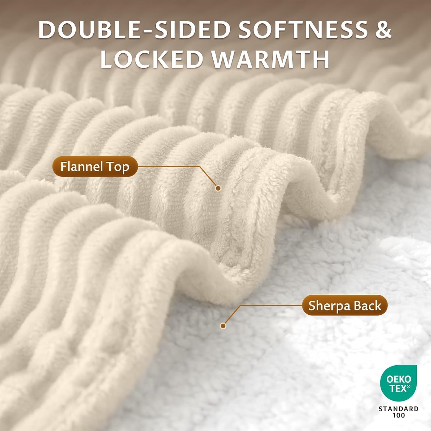Heated Throw Blanket, 5 Heat Levels, 3 Hours Auto-Off, White | ETL & FCC certified, 50" × 60", OEKO-TEX fabric, machine washable, 100W low energy