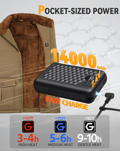 Wulcea Graphene Heated Vest Fleece For Men 7.4V Fast Charge Large Capacity Battery