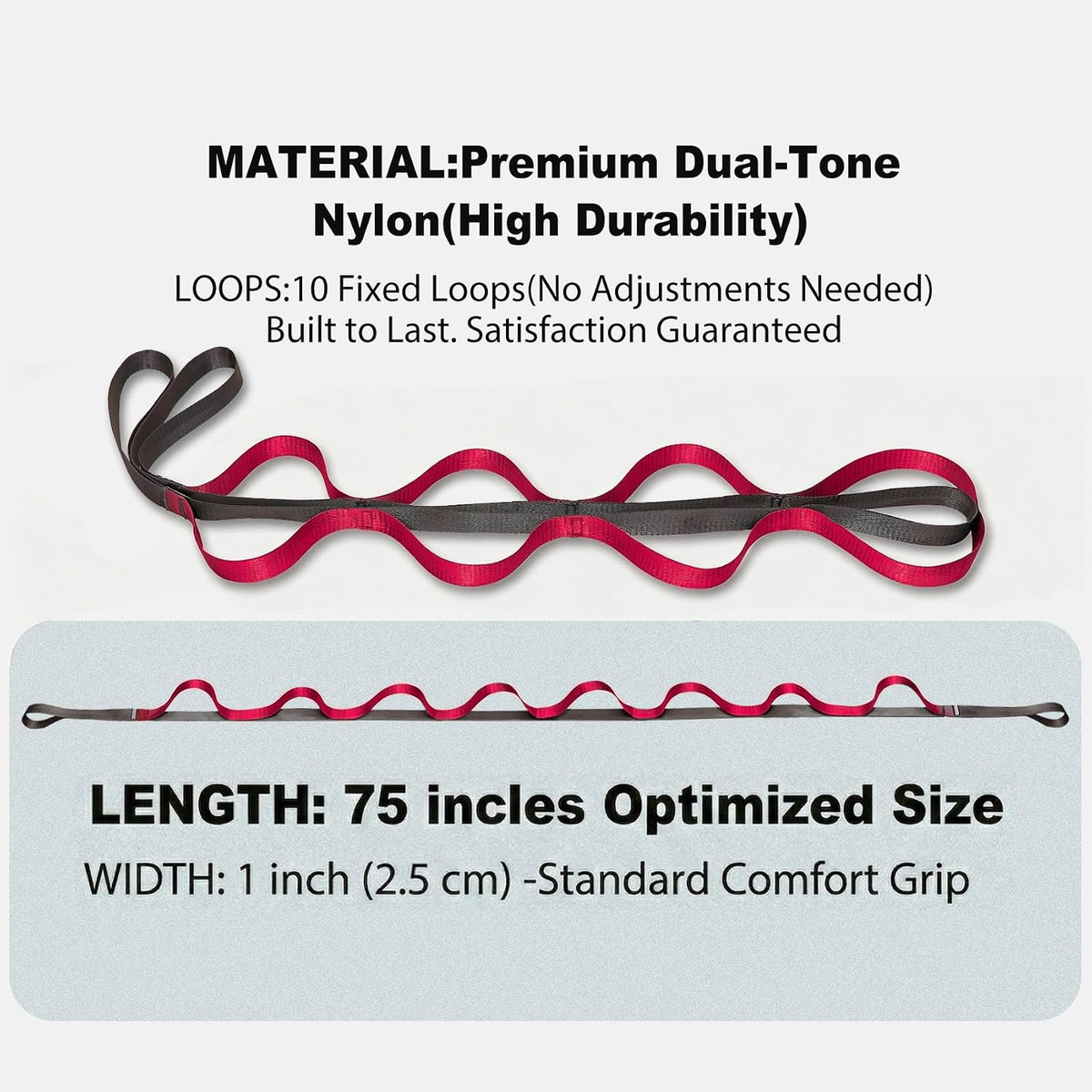 Acozycoo Stretching Strap with Loops for Leg Calf Back Physical Therapy