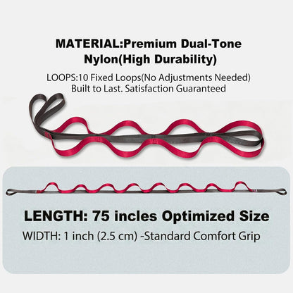 Acozycoo Stretching Strap with Loops for Leg Calf Back Physical Therapy