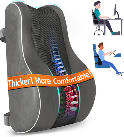 CloudBliss Lumbar Support Pillow, Memory Foam for Office Chair, Black | Ergonomic High-Density Memory Foam, Adjustable Straps, Washable Mesh Cover, Lower Back Support for Office, Gaming & Car Seat
