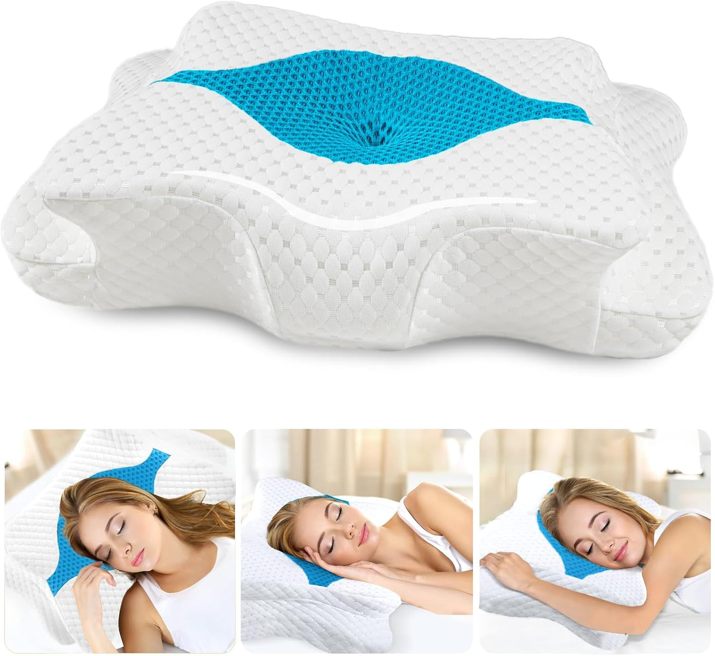 CHxxy Memory Foam Pillows, Cervical Pillow for Neck & Shoulder Pain Relief | Ergonomic Contour Bed Pillow, Soft for Side Sleep Stomach Sleeping and Back Sleeper-Queen Size&Grey