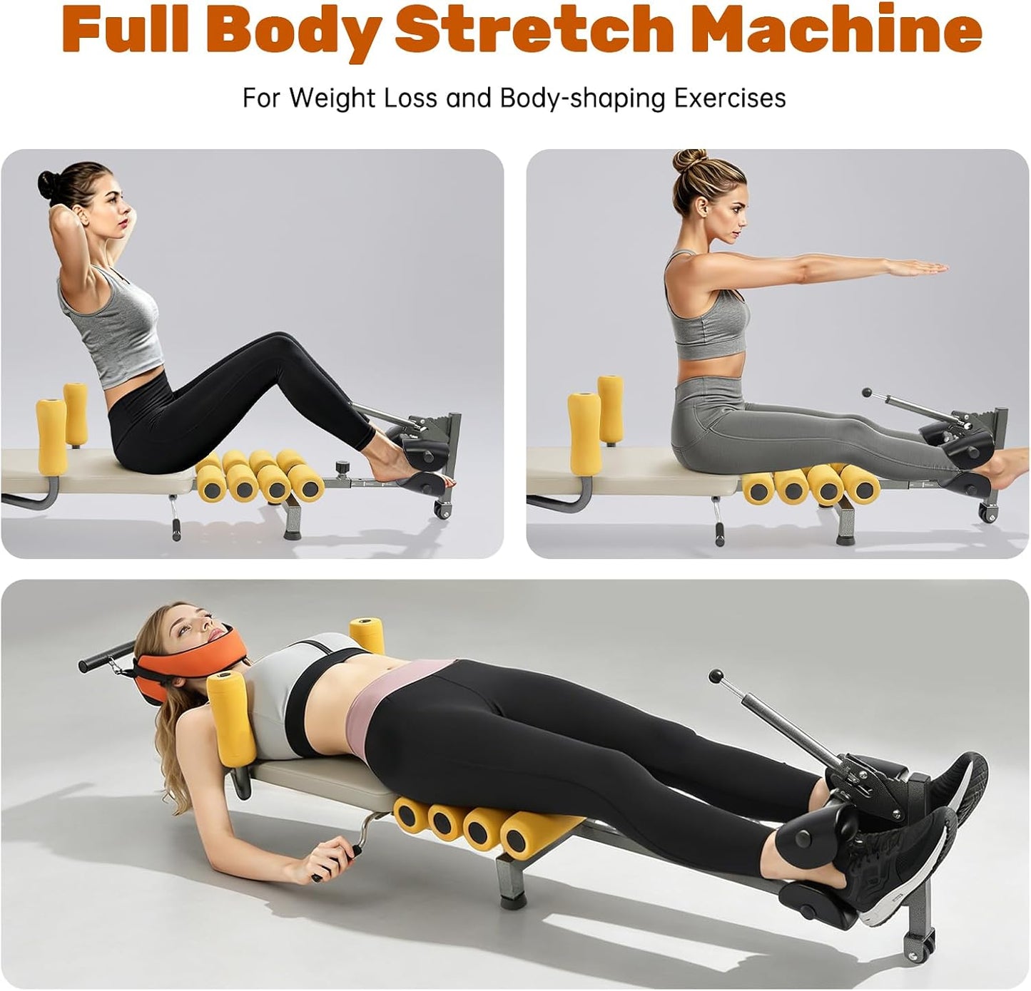 YuEany Full Body Traction Bed, Cervical Spine Stretcher with Adjustable Length for Back Pain Relief, Lumbar Decompression Table for Posture Correction, Home Massage Traction Machine