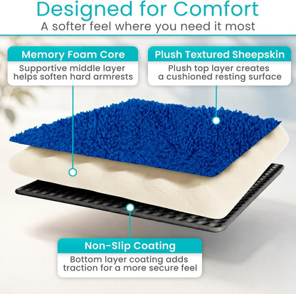 Vive Wheelchair Armrest Pads (2 PCS) - Memory Foam Sheepskin Cushion