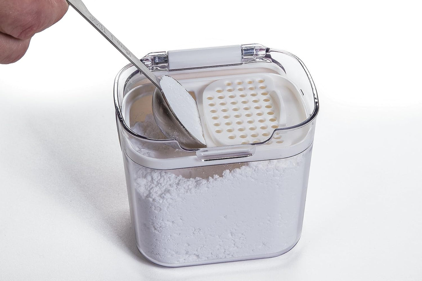 ProKeeper Mini Spice & Herb Storage Container – 1.5 Cups, Airtight, Clear Plastic for Baking Soda, Powder, and Snacks | Includes Removable Leveler and Sliding Dusting Screen, Ideal for Spices, Herbs, or Small Snacks, BPA-Free and Dishwasher Safe